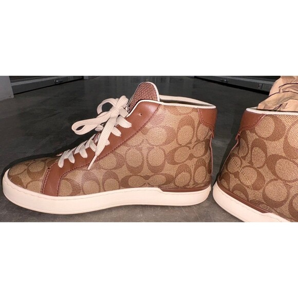 Coach | Clip | HighTop | Sneakers | Khaki/Saddle | Signature Leather/Canvas |10D main image 7